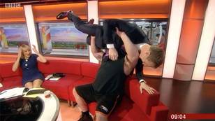 Watch World's Strongest Man Lift BBC Presenter Over His Head In Weird Interview 
