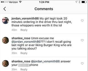 Boyfriend Gets Caught Out By His Girlfriend On Burger King Instagram Picture