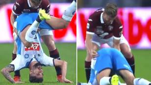 Torino's Cristian Ansaldi Softening Elseid Hysaj's Fall Saved Him From A Broken Neck