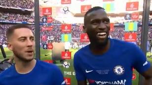 Antonio Rudiger Begs Eden Hazard To Stay In Hilarious Interview After FA Cup Win