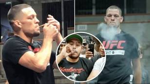Nate Diaz Smokes A Huge Joint During UFC 241 Open Workout And Passes It Around To Fans