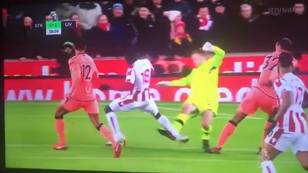 Simon Mignolet Somehow Avoids a Red Card in Stoke vs Liverpool Game