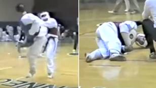 Rare Footage Of Joe Rogan Winning Taekwondo Fight With Spinning Back Kick KO