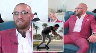 Conor McGregor's Interview Hilariously Interrupted By Max Holloway Riding On His Skateboard