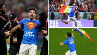 Portugal vs Uruguay game halted as pitch invader runs on with rainbow flag