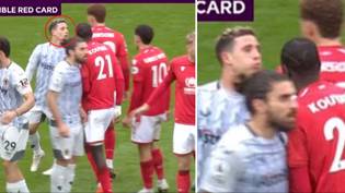 Fans in disbelief as Daniel Podence escapes red card after appearing to spit on Brennan Johnson