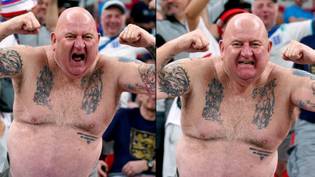 England fan ordered to put shirt back on by stadium official