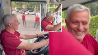 Jose Mourinho Driving The Roma Parade Bus Himself, And Nearly Crashing, Is 2022's Funniest Moment