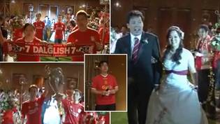 Couple Walk Down Aisle To 'You'll Never Walk Alone' At Incredible Liverpool-Themed Wedding