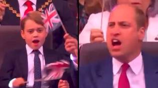 乔治王子和威廉王子在禧年音乐会上唱歌