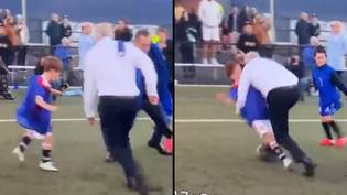 Scott Morrison Absolutely Decks Kid While Playing Soccer In Tasmania