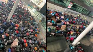 希思罗机场有一大堆未收集的行李