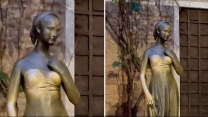 Furious Debate Over Female Statue Being 'Sexually Harassed'