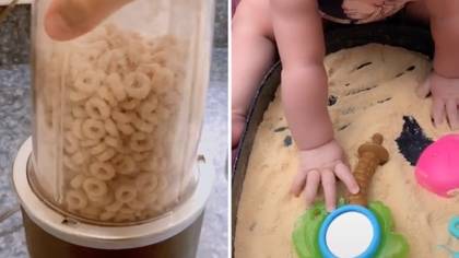 Mum praised for blending Cheerios to make edible sand for children
