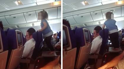 Parents let kid jump all over plane tray table for entire eight hour flight