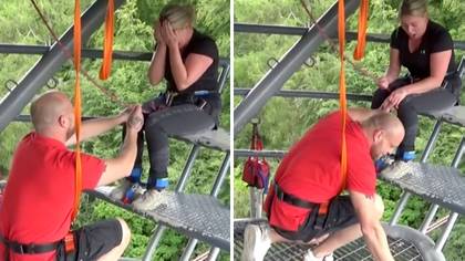 ‘Mr Butterfingers’ drops ring 130ft at bungee jumping proposal