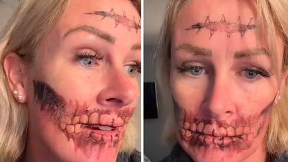 Woman left horrified after 'temporary' Halloween face tattoo wouldn't wash off