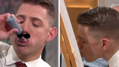 Viewers stunned as man paints Holly Willoughby with world's longest tongue