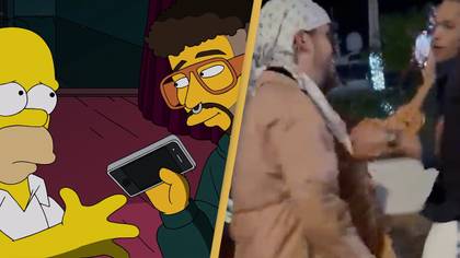 Fans reckon The Simpsons predicted Bad Bunny throwing a fan's phone away