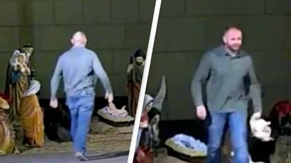 Man caught on camera stealing baby Jesus from nativity scene
