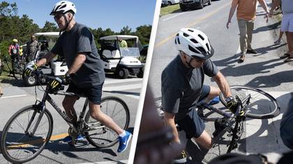 Joe Biden Falls Off His Bicycle After Beach Ride
