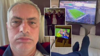 Jose Mourinho records himself watching Roma match on team bus after touchline ban