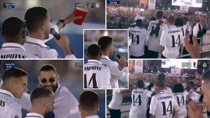 Eden Hazard Grabs Mic And Makes Promise At Real Madrid Champions League Parade, Is Hugged By Teammates
