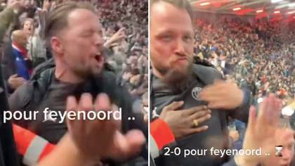 Fan In Feyenoord Section Trolled Marseille Supporters By Wearing Paris Saint-Germain Merchandise, Celebrated Wildly After Goal
