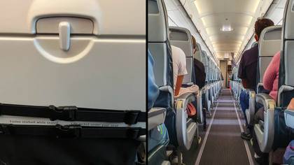 Passenger fumes as woman using attachment to stop them from opening tray table