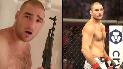 Controversial American UFC star shares bizarre video of himself showering with AK-47 machine gun