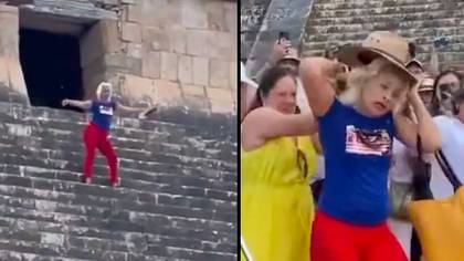 Woman who was mobbed for climbing ancient Mayan pyramid released and fined