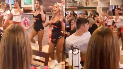 Hooters girls dancing and singing in 'American accents' at Liverpool restaurant is seriously confusing people