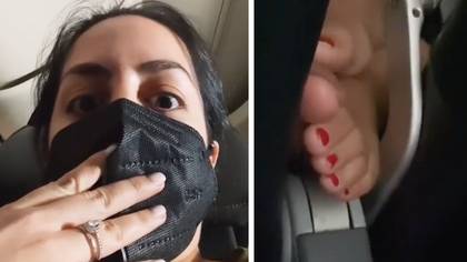 Woman gets revenge after plane passenger put bare feet on her armrest