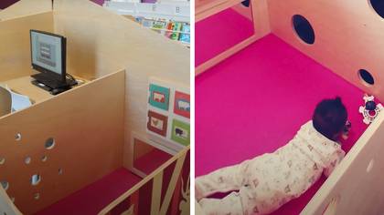 Library praised by families for having baby cribs attached to its desks