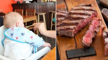 Mum divides opinion after feeding six-month-old baby rare steak