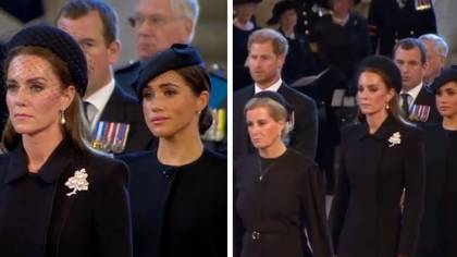 Queen Camilla, Kate Middleton and Meghan Markle in tears as they watch Her Majesty lie in state