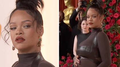 Rihanna shows off baby bump in beautiful black dress at the Oscars