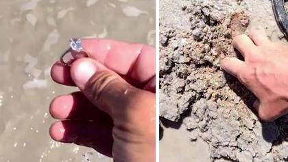 Man's shock after discovering diamond ring worth $40,000 buried on beach