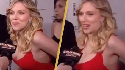 People shocked as woman 'completely disappears' behind Scarlett Johansson on red carpet