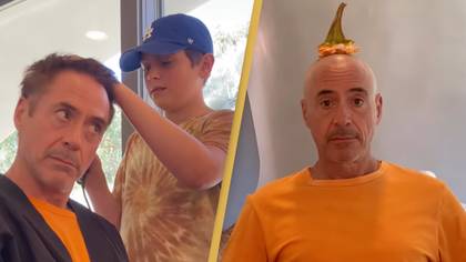 Robert Downey Jr. shows extreme commitment as he lets kids shave his head on Halloween