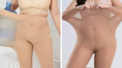 Shein shoppers baffled after spotting model posing with water bottle to promote plus-size tights