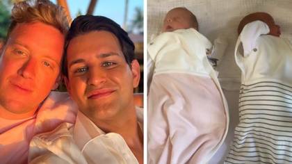 Ollie Locke and husband Gareth announce they've welcome twins after three years of trying