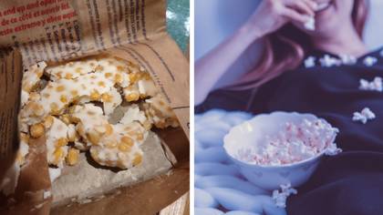 People disgusted after seeing what uncooked microwave popcorn looks like inside the bag