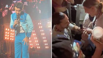Harry Styles stops his concert to help fan propose to girlfriend in front of crowd