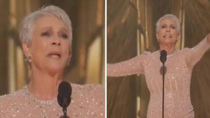 Jamie Lee Curtis breaks down in tears as she wins Oscar for Best Supporting Actress
