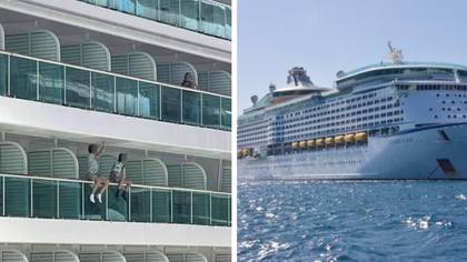 People call for family to be banned after two children pictured sitting on railing on cruise ship