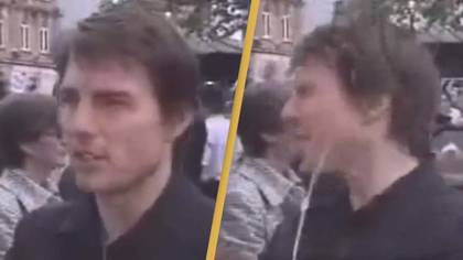 Extremely awkward moment Tom Cruise is squirted in the face with water by prankster