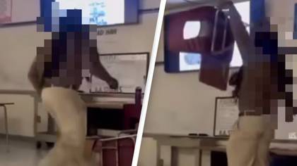 Teacher loses it and throws chair after being 'disrespected' by students