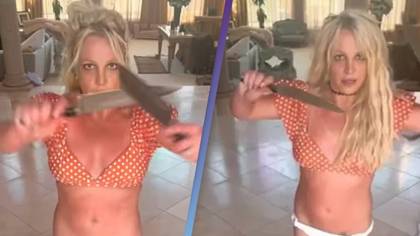 Fans concerned after Britney Spears posts video dancing around with huge knives