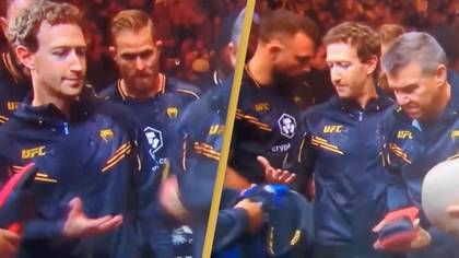 Fans spot incredibly 'awkward' Mark Zuckerberg moment as he walks out fighter at UFC event
